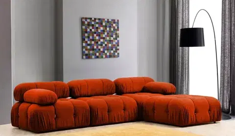 Rohová sedací souprava Bubble Corner ( L1-O1-1R -Puf) - Tile Red