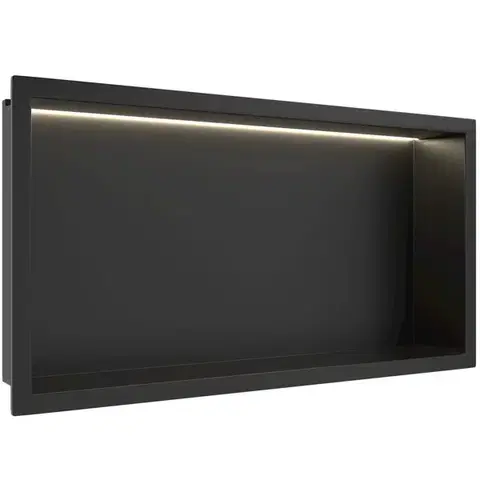 CERANO Zápustná polička/nika do obkladu s LED osvětlením černá matná 60x30x10  CER-028782