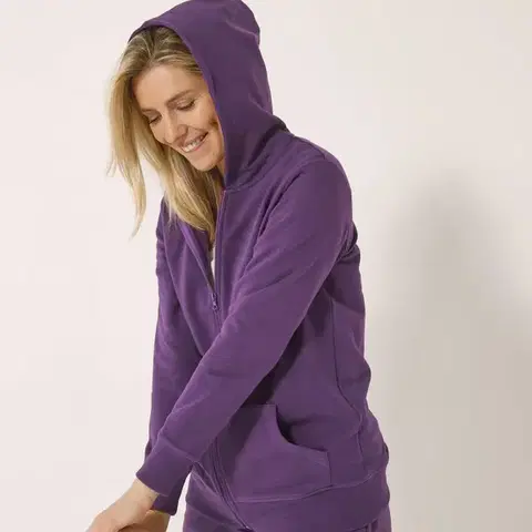Bunda na zip s kapucí, česaný molton