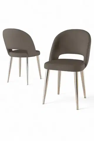 Sada židlí (6 kusů) Pane - Cappuccino, Chrome