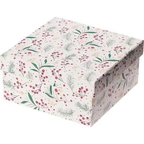 Dárkový vánoční box, bílá, 14,5x7x14,5cm