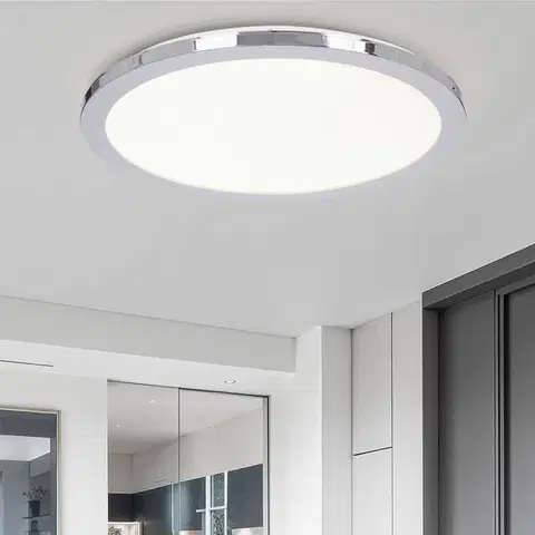 Stropní koupelnové svítidlo PIXEL minimalistické - stříbrný chrom 40 cm - kulaté LED stropní svítidlo se stmíváním 3000K 24W IP44