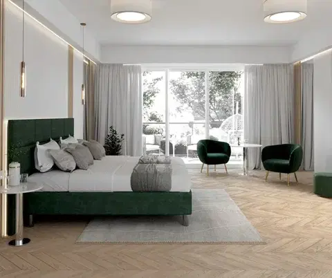 FDM Hotelová postel HARMONY | zelená 90 x 200 cm