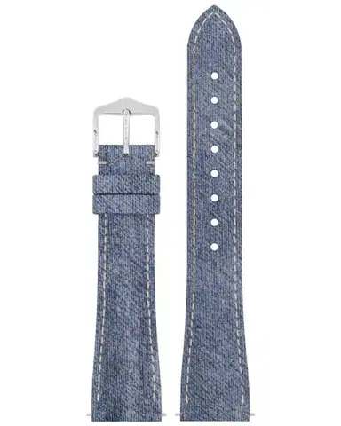 Řemínek Hirsch Fibre Plant - světle modrý - 19 mm - L – Standardní délka - 16 mm - Stříbrná
