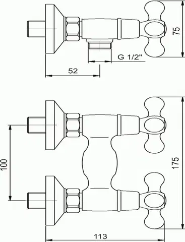NOVASERVIS Sprchová baterie bez příslušenství 100 mm Retro II chrom 99164/1,0
