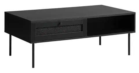 Estila Konferenční stolek Malmo, černý/ratan, 110 cm