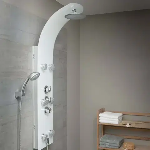 Eisl Skleněný sprchový panel LANZAROTE III, s termostatickou baterií, bílý 60025 60025