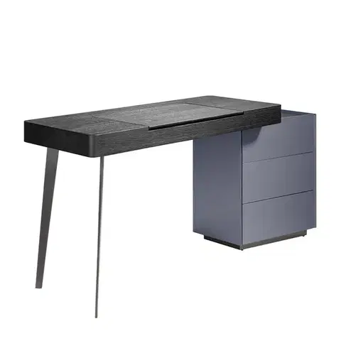 Estila Luxusní moderní toaletní stolek Forma Moderna s vrchní deskou z exkluzivního dřeva wenge černá modrá 155 cm