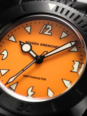 Nivada Grenchen Depthmaster Black Pumpkin - Tropic Rubber