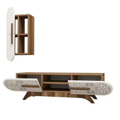 TV stěna / Sestava pod TV Defne - Walnut, White
