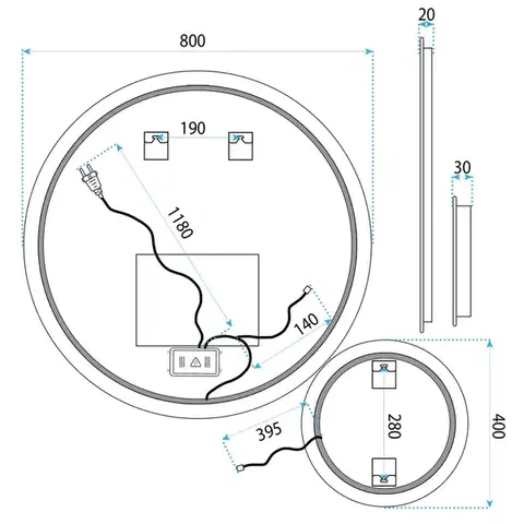 REA Zrcadlo LED R-8040 80cm + 40cm HOM-08531