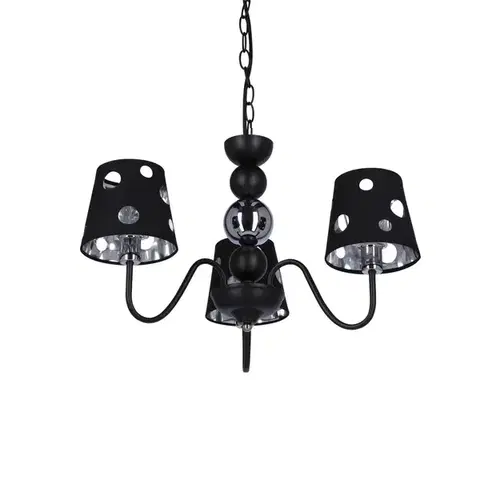 Černý lustrový závěsný lampa 3xE14 Batley Ledea