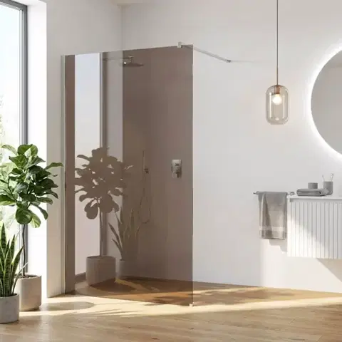 REA/S Sprchová zástěna Flexi Brown / Chrome 100 KPL-K99072