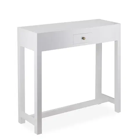 Estila Moderní obdélníkový konzolový stolek Blanc v bílé barvě se zásuvkou 80 cm