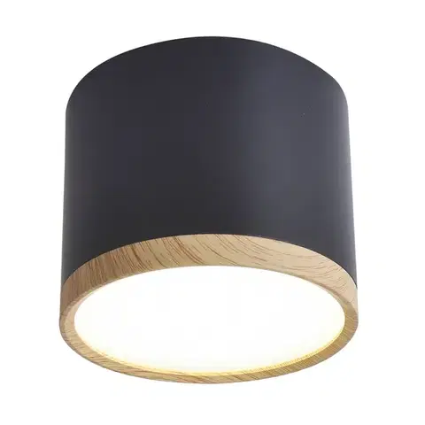 Černá a dřevěná stropní lampa 8,8x7,5cm trubice