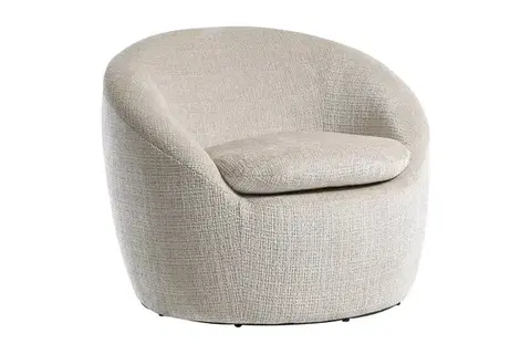 Estila Moderní otočné kulaté křeslo Elian s čalouněním a potahem ze strukturované látky v béžové barvě 76 cm