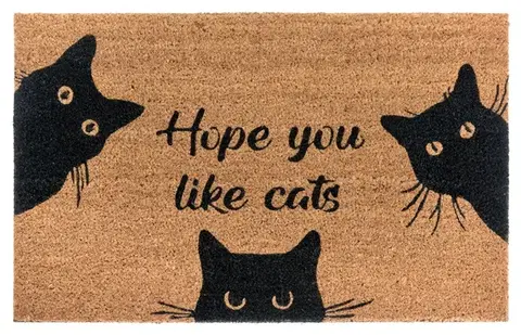 Hanse Home, Rohožka Hope you like cats 105667 - na ven i na doma, 45x75, hnědá, chodba / předsíň