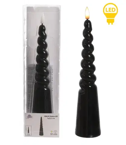 Mondex LED svíčka IDALIA SPIRAL 25 cm černá
