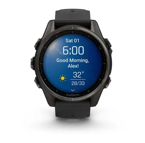 Garmin Fenix® 8 – 43 mm, AMOLED Sapphire, Carbon grey DLC titanium, Black / Pebble grey se silikonovým řemínkem 010-02903-21
