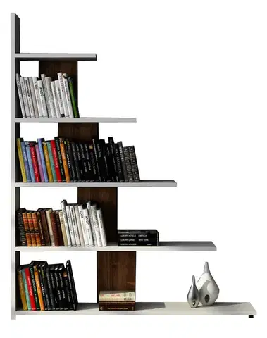 Knihovna Reward - White, Walnut