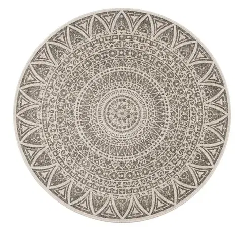 MK Original: Produkty s rodokmenem, Kusový koberec Mujkoberec Original Nora 104160 Grey Creme kruh – na ven i na doma, 140x140 (průměr) kruh, šedá, chodba / předsíň