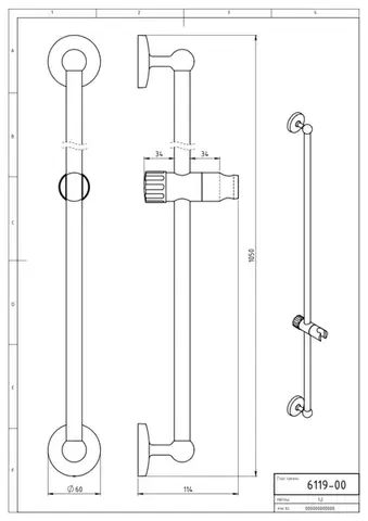 Novaservis NOVATORRE 1 Posuvný držák sprchy 100 cm Novatorre 1 chrom 6119.0