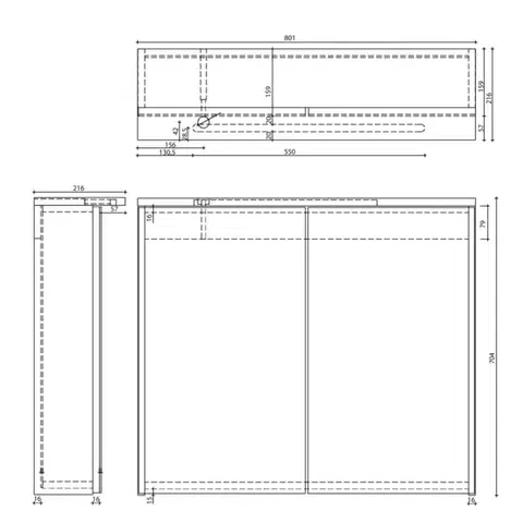 AQUALINE KAWA STRIP galerka s LED osvětlením 80x70x22cm, bílá WGL80S