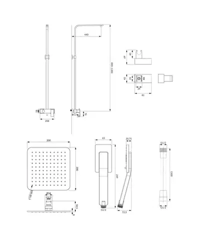 OMNIRES PARMA sprchový sloup grafit /GR/ PM7444GR