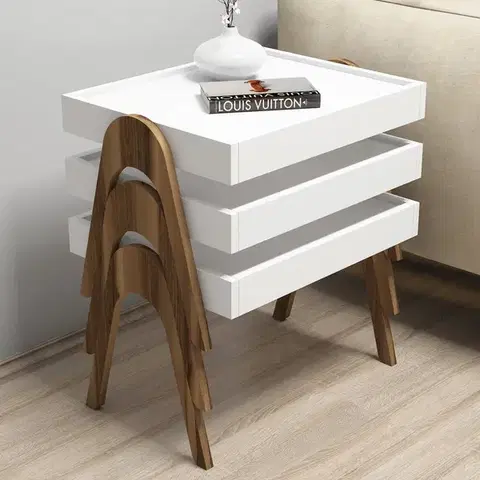 Sada odkládacích stolků (3 kusy) Roma - Walnut, White