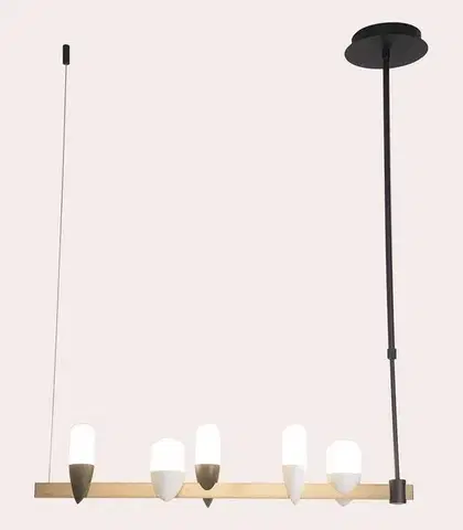 Závěsná lampa ostrůvková černo-zlatá LED 27W Sakai Ledea