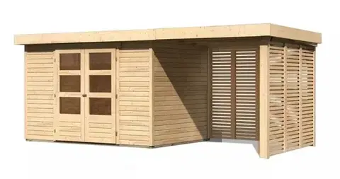 Dřevěný zahradní domek ASKOLA 4  s přístavkem Lanitplast