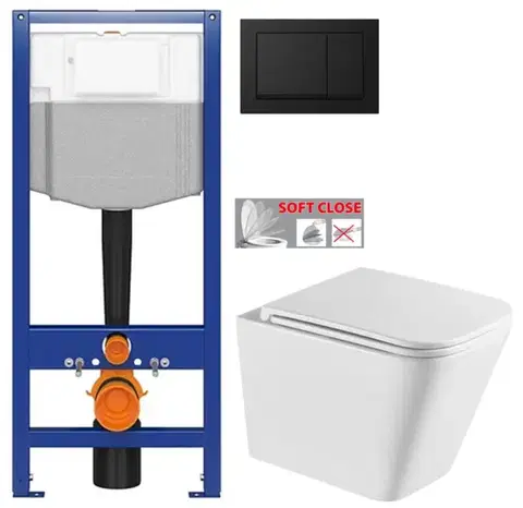 CERSANIT předstěnový instalační systém s černým tlačítkem K97-0574 + WC INVENA FLORINA /VÍROVÉ SPLACH/ WITH SOFT, včetně soft/close sedátka K97-526 0574 FL1