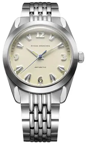 Nivada Grenchen Antarctic 38 mm - Eggshell Beige Luminova - Bracelet Flat Link
