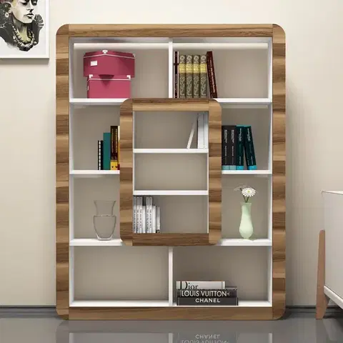 Knihovna Orkide - White, Walnut