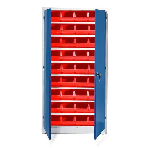 Skříň s plastovými boxy 9000 + STYLE, 1900x1000x400 mm, 36 červených boxů