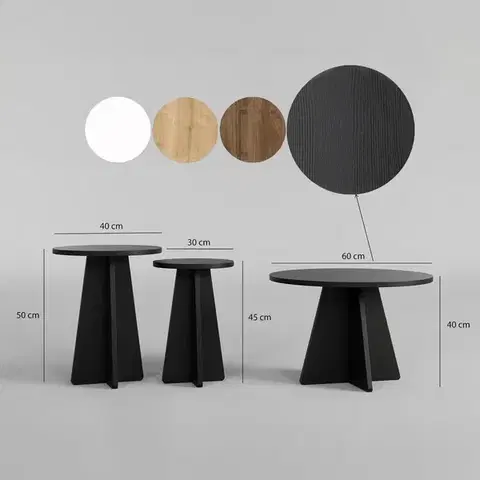 Sada konferenčních stolků Mushroom 3 - Black