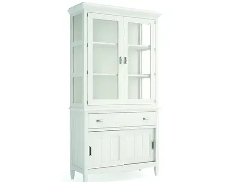 Estila Elegantní masivní vitrína Amberes se skleněnými dvířky, šuplíky a posuvnými dvířky 210cm