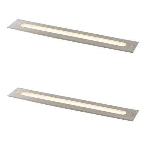 Sada 2 moderních zemních bodových svítidel ocel 50 cm vč. LED IP65 - Eline