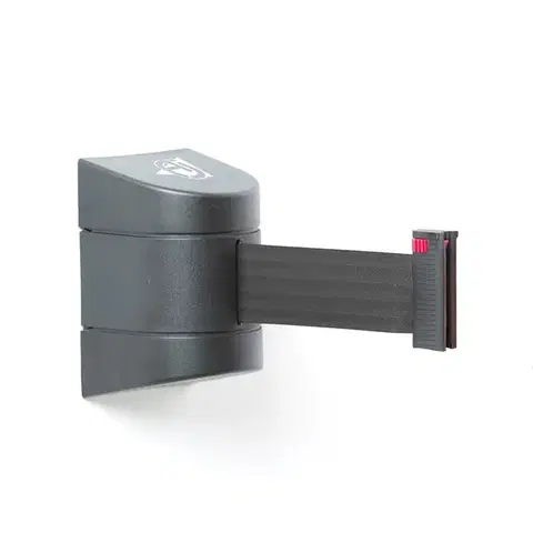 Zahrazovací pás CORDON, 4600 mm, nástěnná kazeta, černá, černý pás