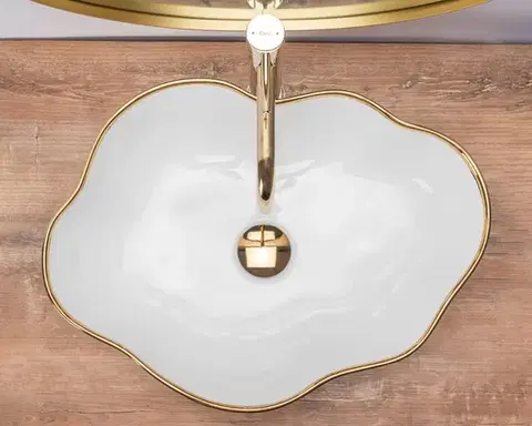 REA Umyvadlo na desku Pearl Gold Edge REA-U0696