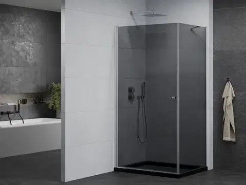 MEXEN/S Pretoria sprchový kout 80x70, grafit, chrom + sprchová vanička včetně sifonu 852-080-070-01-40-4070
