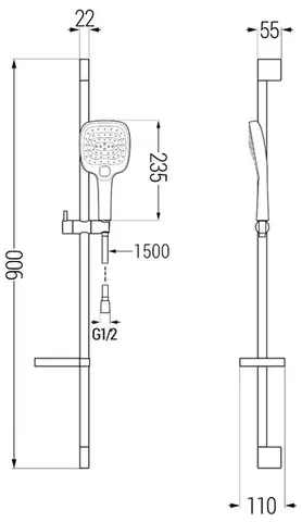 MEXEN/S DS17 posuvný sprchový set, černá 785174583-70
