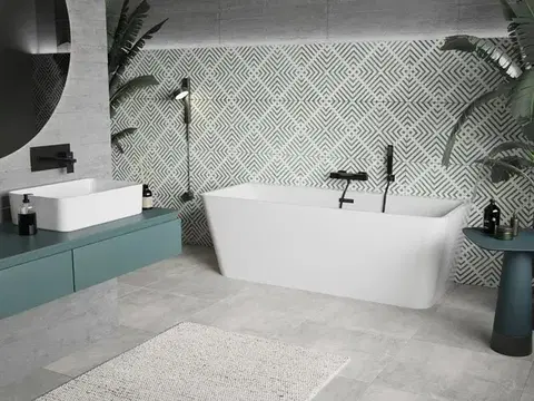 MEXEN/S Volta vana volně stojící 170 x 75, bílá, sifon a přepad černá 51131707500-70