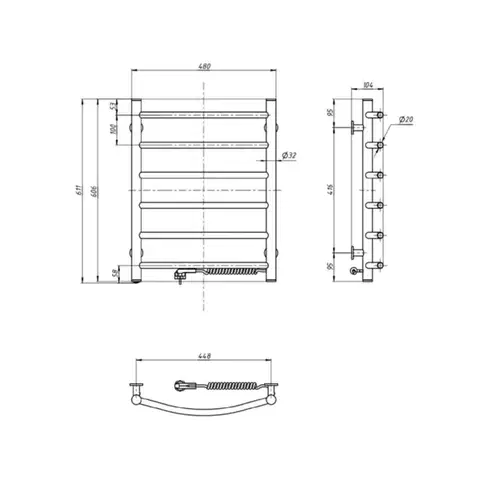AQUALINE SUPE elektrický sušák ručníků, 480x600, 148W, bílý SU148