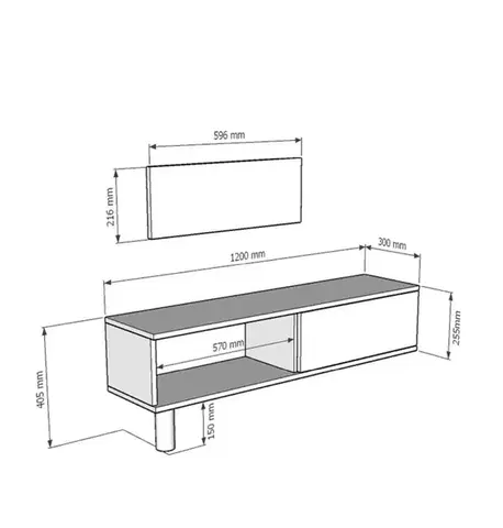 TV stolek Mona 120 - Anthracite, Travertine