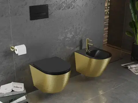 MEXEN Lena bidet závěsný, černá mat/zlatá vzor 35224877