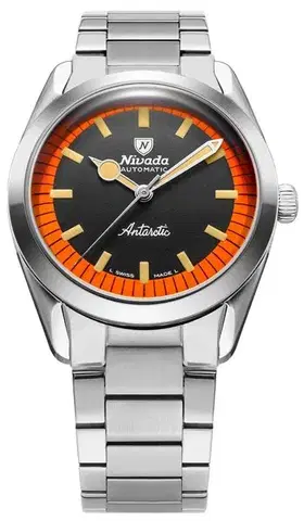 Nivada Grenchen Super Antarctic Black & Orange - 38 mm No Date - Rubber tropic