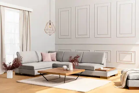Hanah Home Rohová sedací souprava TULIP levá světle šedá