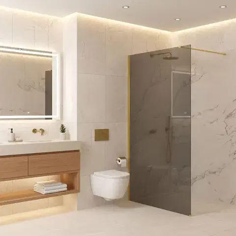 REA/S Sprchová zástěna Flexi Grey / Gold 140 KPL-K99780