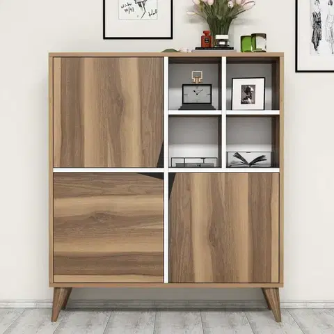 Víceúčelová skříňka Pulse - Walnut, White